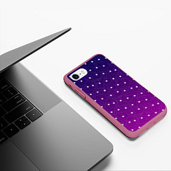 Чехол iPhone 7/8 матовый Звёзды на сиреневом, цвет: 3D-малиновый — фото 2