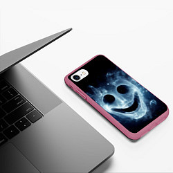 Чехол iPhone 7/8 матовый Хэллоуин - улыбка привидения, цвет: 3D-малиновый — фото 2