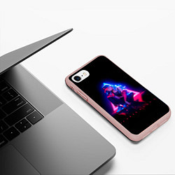 Чехол iPhone 7/8 матовый Неоновые три края, цвет: 3D-светло-розовый — фото 2