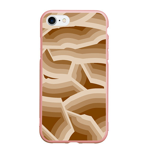 Чехол iPhone 7/8 матовый Кофейные линии / 3D-Светло-розовый – фото 1