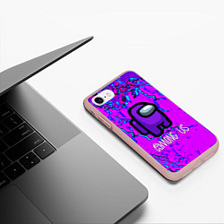 Чехол iPhone 7/8 матовый Among us storm neon, цвет: 3D-светло-розовый — фото 2