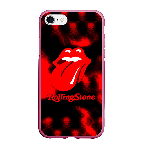 Чехол iPhone 7/8 матовый Rolling Stone rock / 3D-Малиновый – фото 1