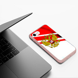 Чехол iPhone 7/8 матовый Герб РФ спорт, цвет: 3D-светло-розовый — фото 2