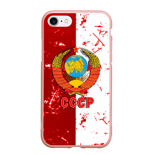 Чехол iPhone 7/8 матовый СССР ретро символика / 3D-Светло-розовый – фото 1