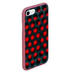 Чехол iPhone 7/8 матовый Перфорация на красном трипофобия, цвет: 3D-малиновый — фото 2