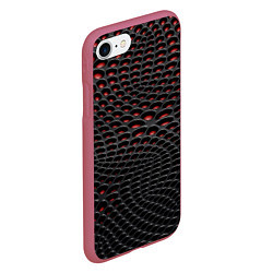 Чехол iPhone 7/8 матовый Узор на чёрно красном карбоновом фоне, цвет: 3D-малиновый — фото 2