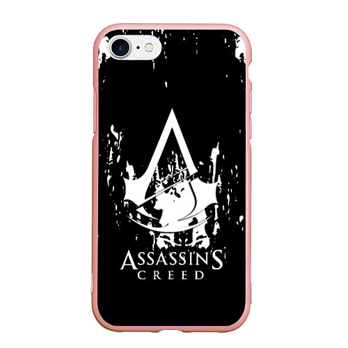 Чехол iPhone 7/8 матовый Assassins Creed белые краски / 3D-Светло-розовый – фото 1