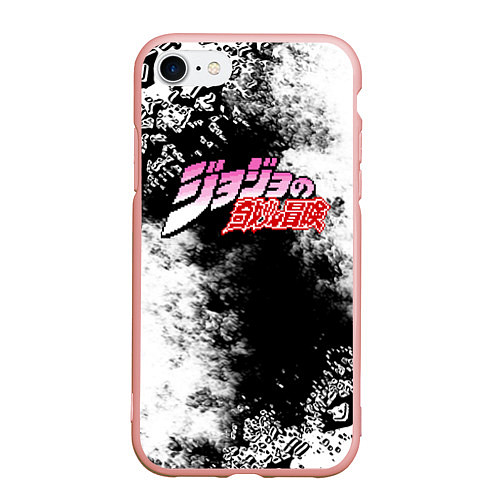 Чехол iPhone 7/8 матовый JoJos Bizarre лого с красками / 3D-Светло-розовый – фото 1