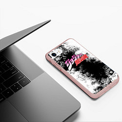 Чехол iPhone 7/8 матовый JoJos Bizarre лого с красками, цвет: 3D-светло-розовый — фото 2