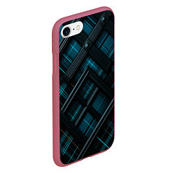 Чехол iPhone 7/8 матовый Тёмно-синяя диагональная клетка в шотландском стил, цвет: 3D-малиновый — фото 2
