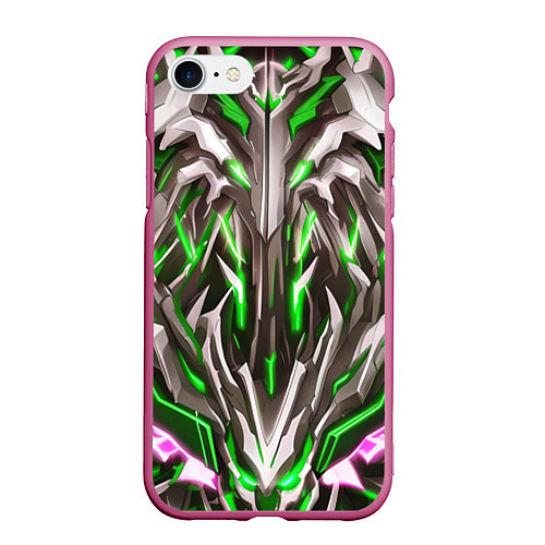 Чехол iPhone 7/8 матовый Зелёная киберпанк броня / 3D-Малиновый – фото 1