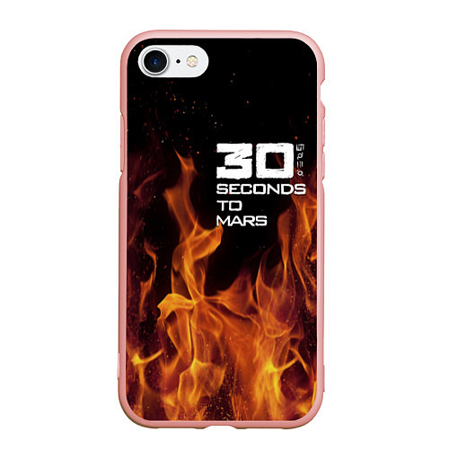 Чехол iPhone 7/8 матовый Thirty Seconds to Mars fire / 3D-Светло-розовый – фото 1