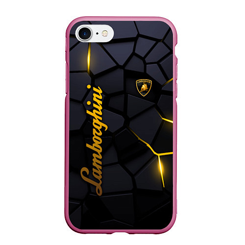 Чехол iPhone 7/8 матовый Lamborghini - плиты с эффектом свечения / 3D-Малиновый – фото 1