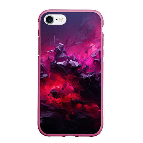Чехол iPhone 7/8 матовый Фиолетовые элементы абстракция / 3D-Малиновый – фото 1