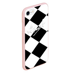 Чехол iPhone 7/8 матовый Алиса шахматная клетка, цвет: 3D-светло-розовый — фото 2