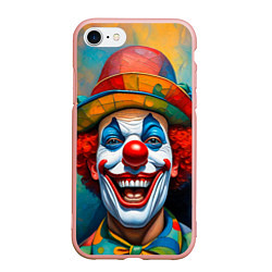 Чехол iPhone 7/8 матовый Нейросеть - Хэллоуин безумный клоун, цвет: 3D-светло-розовый