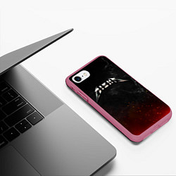 Чехол iPhone 7/8 матовый Миша в стиле Металлика - искры и огонь, цвет: 3D-малиновый — фото 2