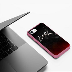 Чехол iPhone 7/8 матовый Марк в стиле Металлика - огонь и искры, цвет: 3D-малиновый — фото 2