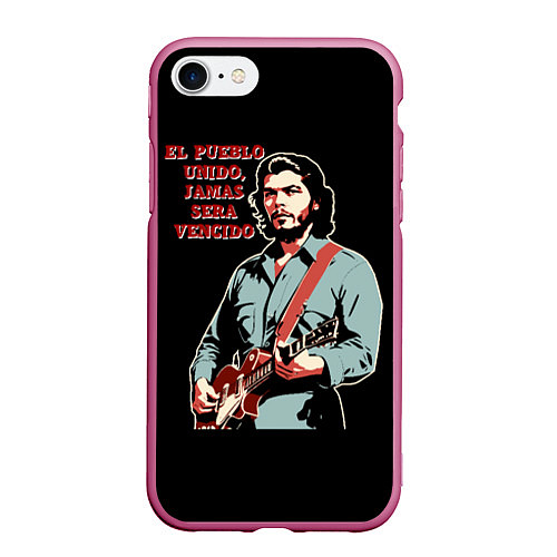 Чехол iPhone 7/8 матовый Че Гевара с гитарой / 3D-Малиновый – фото 1