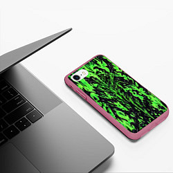 Чехол iPhone 7/8 матовый Демонический доспех зелёный, цвет: 3D-малиновый — фото 2