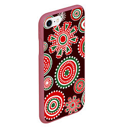 Чехол iPhone 7/8 матовый Новогодний принт красный, цвет: 3D-малиновый — фото 2