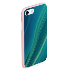 Чехол iPhone 7/8 матовый Сине-зелёная жидкая текстура - нейросеть, цвет: 3D-светло-розовый — фото 2