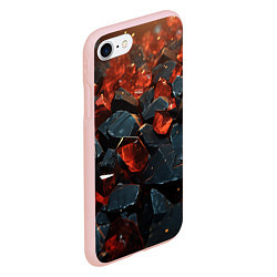 Чехол iPhone 7/8 матовый Красные и черные плиты, цвет: 3D-светло-розовый — фото 2