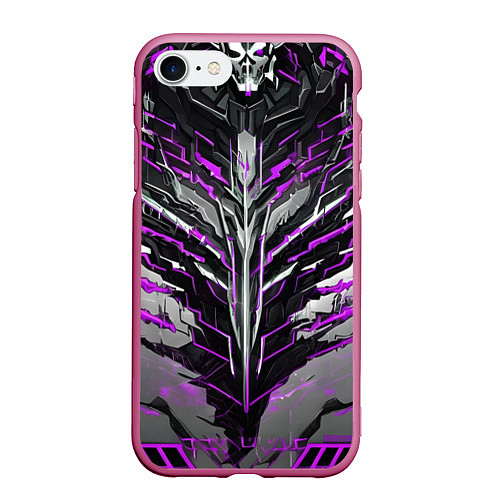 Чехол iPhone 7/8 матовый Киберпанк доспех фиолетовый / 3D-Малиновый – фото 1