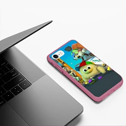 Чехол iPhone 7/8 матовый Маленький Мальчик Чикен Ган, цвет: 3D-малиновый — фото 2