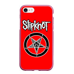 Чехол iPhone 7/8 матовый Slipknot пентаграмма, цвет: 3D-малиновый