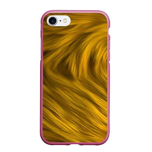 Чехол iPhone 7/8 матовый Текстура желтой шерсти / 3D-Малиновый – фото 1