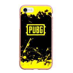 Чехол iPhone 7/8 матовый PUBG online yellow, цвет: 3D-светло-розовый