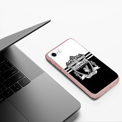 Чехол iPhone 7/8 матовый Ливерпуль - черно-белый, цвет: 3D-светло-розовый — фото 2