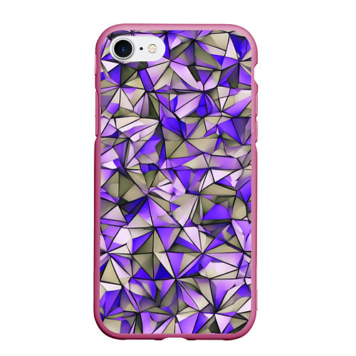 Чехол iPhone 7/8 матовый Маленькие фиолетовые треугольники / 3D-Малиновый – фото 1