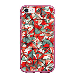 Чехол iPhone 7/8 матовый Маленькие красные треугольники, цвет: 3D-малиновый