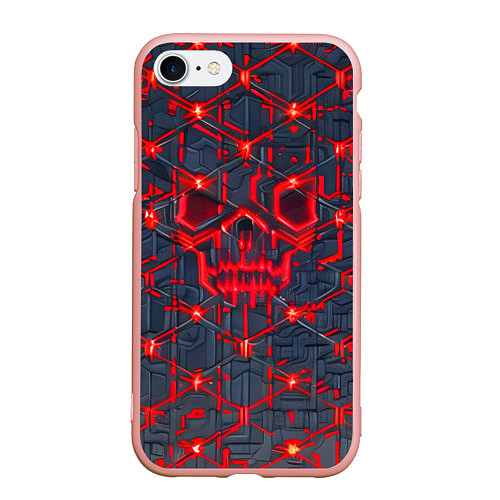 Чехол iPhone 7/8 матовый Красная неоновая сеть / 3D-Светло-розовый – фото 1