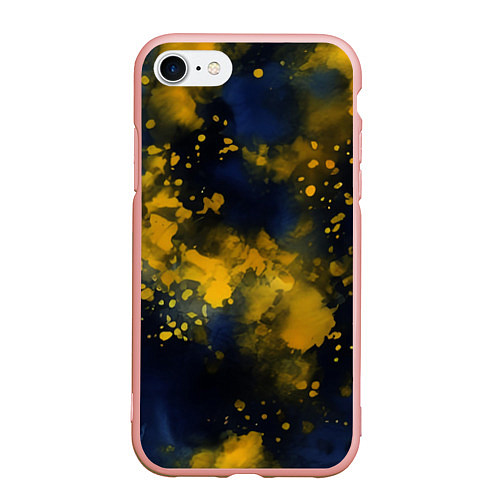 Чехол iPhone 7/8 матовый Акварелика в синем / 3D-Светло-розовый – фото 1