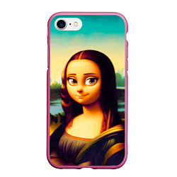 Чехол iPhone 7/8 матовый Нейросеть - Мона Лиза в стиле Pixar, цвет: 3D-малиновый