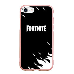 Чехол iPhone 7/8 матовый Fortnite fire flame, цвет: 3D-светло-розовый