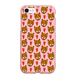 Чехол iPhone 7/8 матовый Каракули тигра, цвет: 3D-светло-розовый