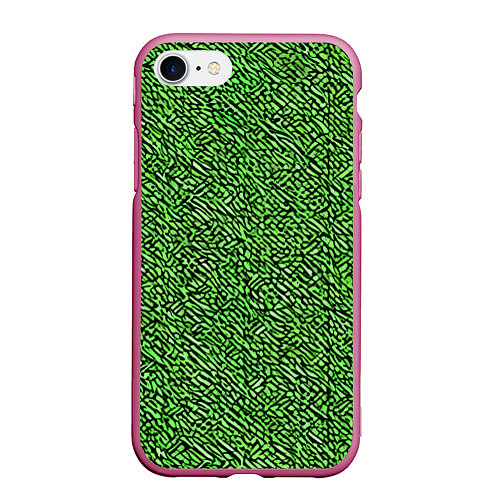 Чехол iPhone 7/8 матовый Чёрные и зелёные мазки / 3D-Малиновый – фото 1