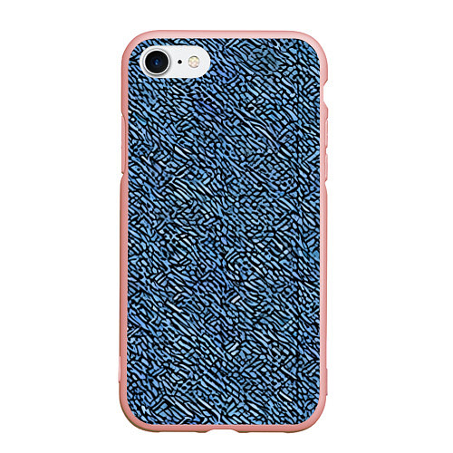 Чехол iPhone 7/8 матовый Чёрные и синие мазки / 3D-Светло-розовый – фото 1