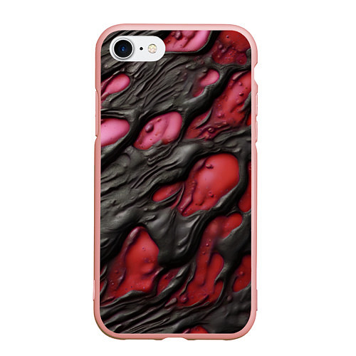 Чехол iPhone 7/8 матовый Красная текучая субстанция / 3D-Светло-розовый – фото 1