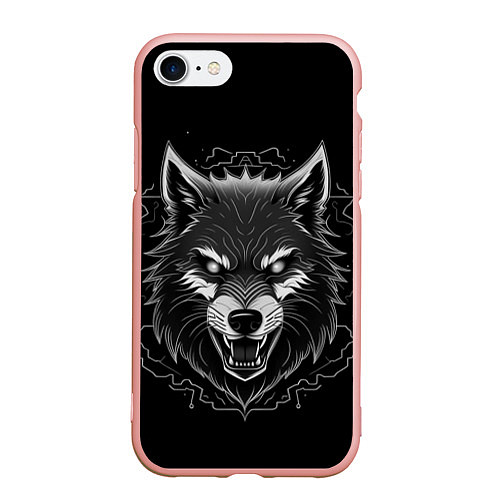Чехол iPhone 7/8 матовый Серый хищник / 3D-Светло-розовый – фото 1