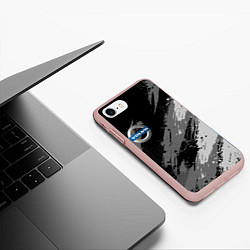 Чехол iPhone 7/8 матовый Volvo - монохромный серый, цвет: 3D-светло-розовый — фото 2