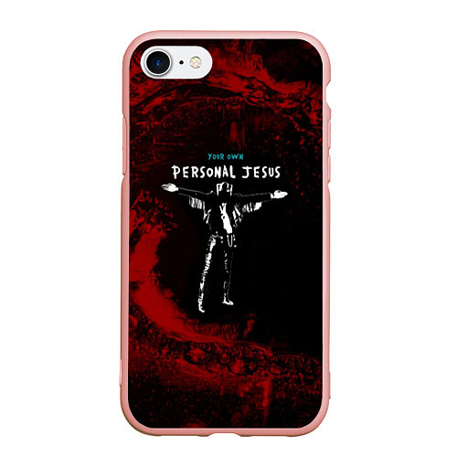 Чехол iPhone 7/8 матовый Depeche Mode - personal jesus dave / 3D-Светло-розовый – фото 1