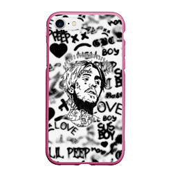 Чехол iPhone 7/8 матовый Lil peep автограф, цвет: 3D-малиновый