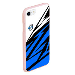 Чехол iPhone 7/8 матовый Volvo - white and blue, цвет: 3D-светло-розовый — фото 2