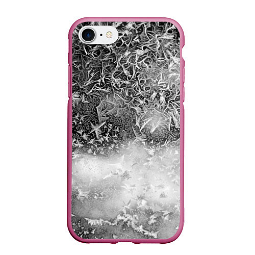Чехол iPhone 7/8 матовый Серый лёд и снежинки / 3D-Малиновый – фото 1