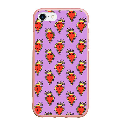 Чехол iPhone 7/8 матовый Причудливые сердца / 3D-Светло-розовый – фото 1